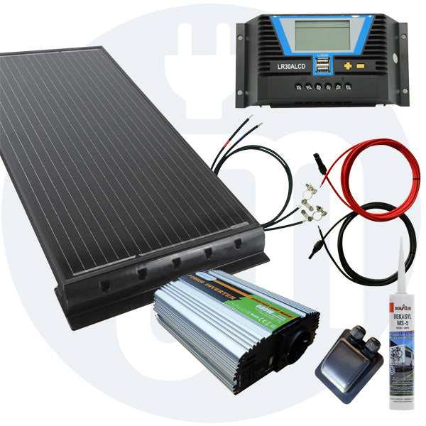 100 Watt Wohnmobil Solaranlage 12 Volt Set in schwarz erweiterbar
