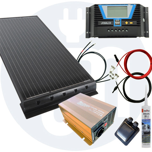100 Watt Wohnmobil Solaranlage 12 Volt Set in schwarz erweiterbar