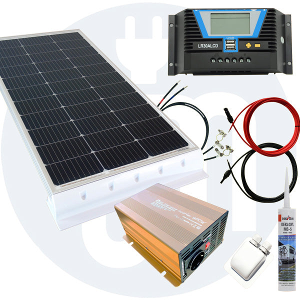 100 Watt Wohnmobil Solaranlage 12 Volt Set in weiß erweiterbar