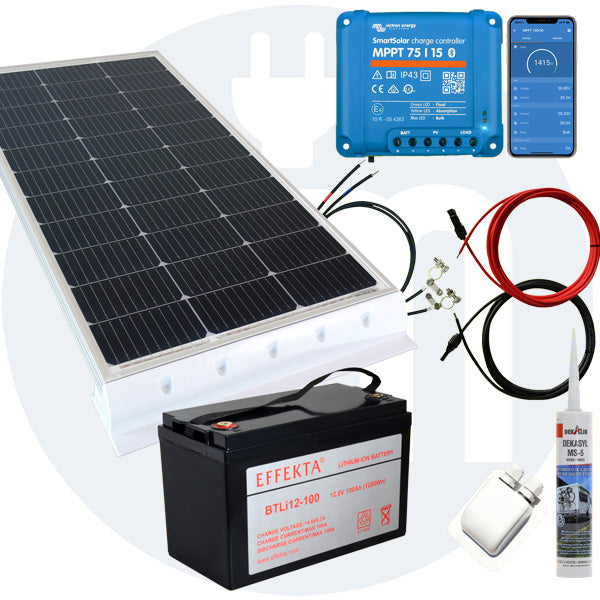 130 Watt Wohnmobil Solaranlage Set mit Victron 75/10 inkl. Bluetooth