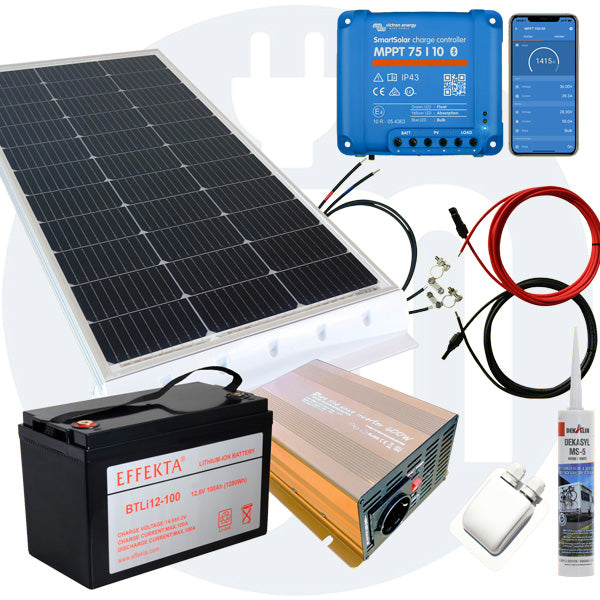 130 Watt Wohnmobil Solaranlage Set mit Victron 75/10 inkl. Bluetooth