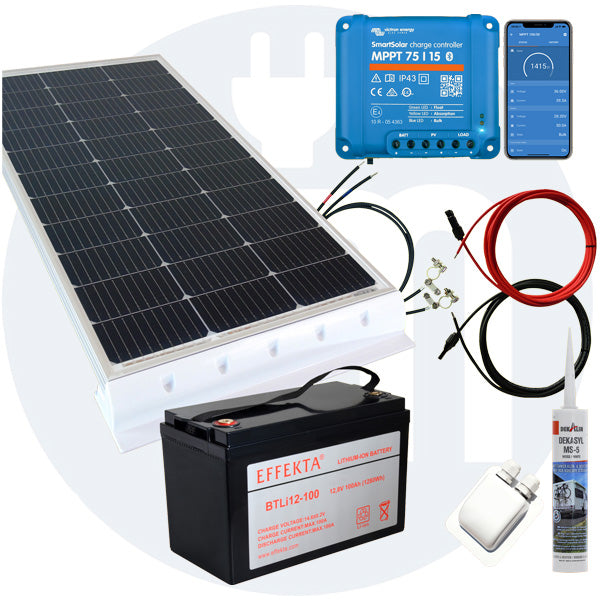 150 Watt Wohnmobil Solaranlage Set mit Victron 75/15 inkl. Bluetooth