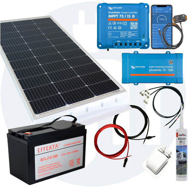 150 Watt Wohnmobil Solaranlage Set mit Victron 75/15 inkl. Bluetooth