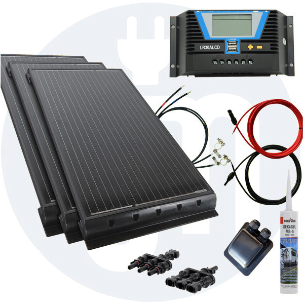 300 Watt Wohnmobil Solaranlage 12 Volt Set in weiß oder schwarz