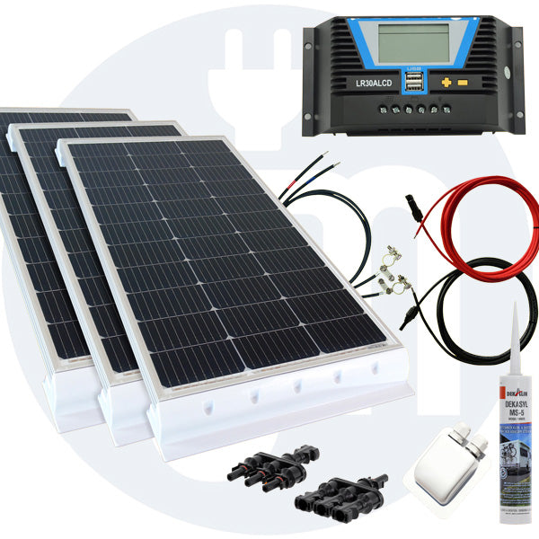 390 Watt Wohnmobil Solaranlage 12 Volt Set in weiß