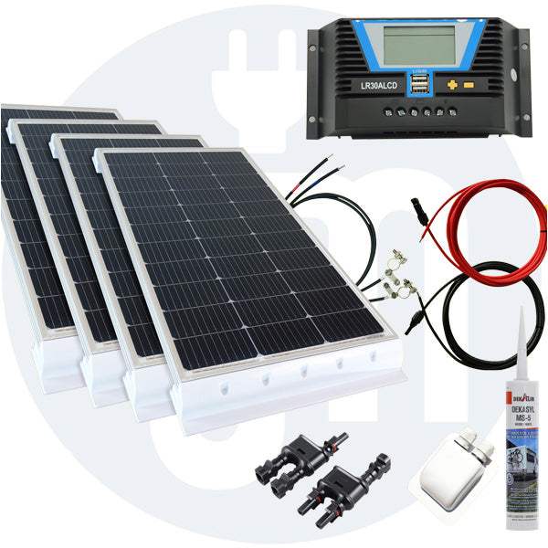 400 Watt Wohnmobil Solaranlage 12 Volt Set in weiß oder schwarz