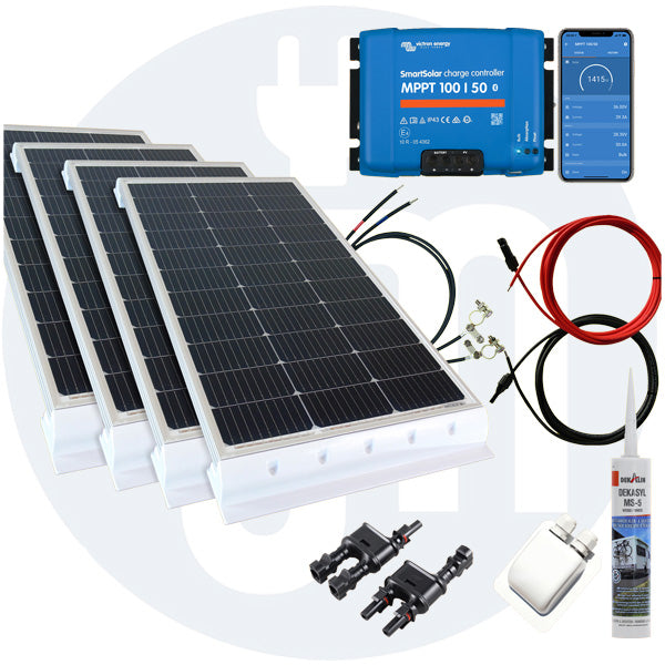 520 Watt Wohnmobilsolaranlage Set mit Victron 100/50 inkl. Bluetooth in weiß
