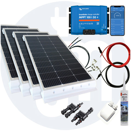 520 Watt Wohnmobilsolaranlage Set mit Victron 100/50 inkl. Bluetooth in weiß