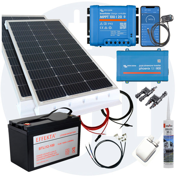 260 Watt Wohnmobilsolaranlage Set mit Victron 100/20 inkl. Bluetooth in weiß