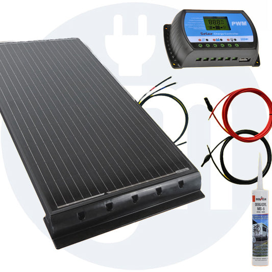 100 Watt Wohnmobil Solaranlage 12 Volt Set in schwarz