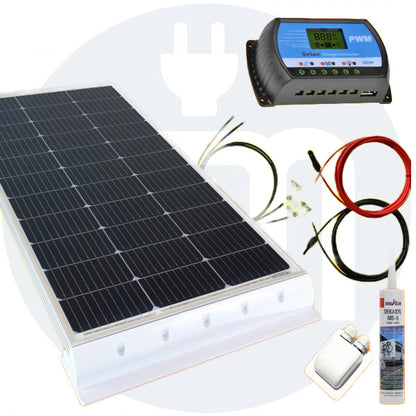100 Watt Wohnmobil Solaranlage 12 Volt Set in weiß