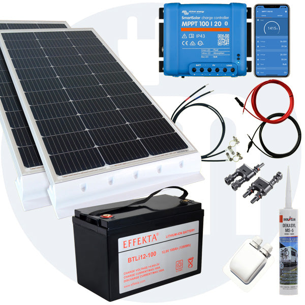 260 Watt Wohnmobilsolaranlage Set mit Victron 100/20 inkl. Bluetooth in weiß