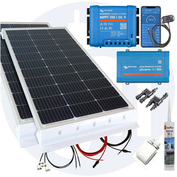 260 Watt Wohnmobilsolaranlage Set mit Victron 100/20 inkl. Bluetooth in weiß