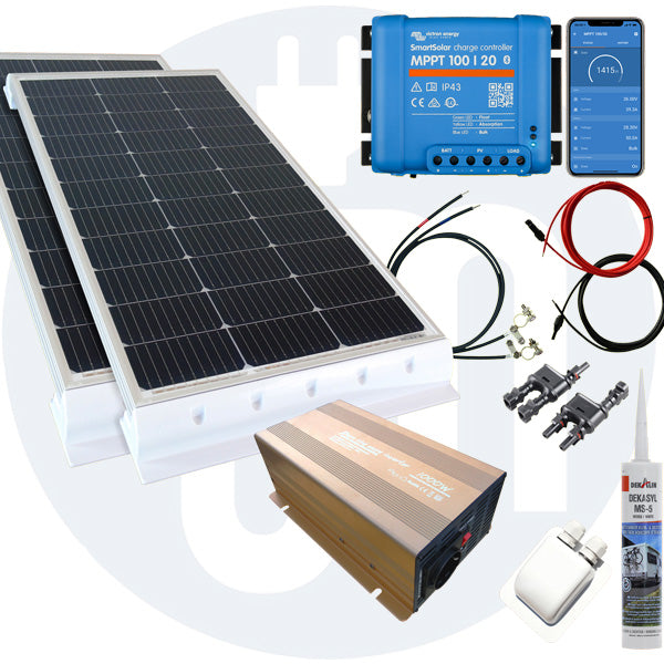 260 Watt Wohnmobilsolaranlage Set mit Victron 100/20 inkl. Bluetooth in weiß