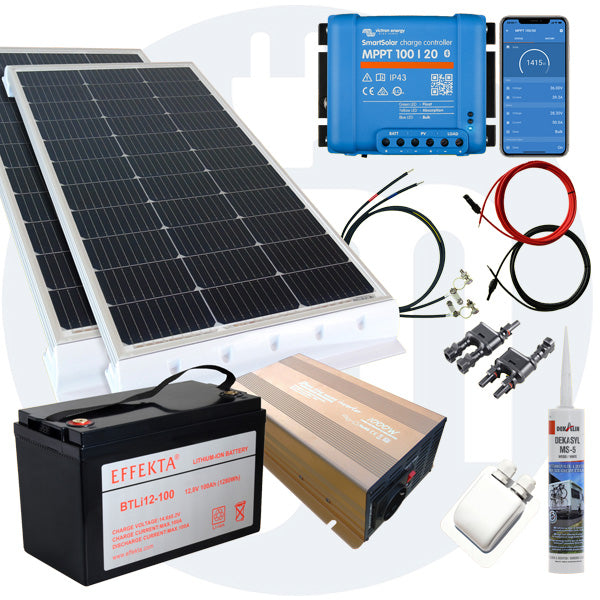 260 Watt Wohnmobilsolaranlage Set mit Victron 100/20 inkl. Bluetooth in weiß